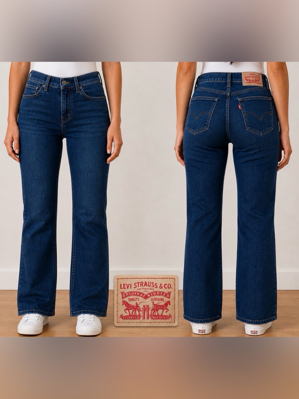 -Levi's Classic Bootcut Dark Wash Stretch Blue Jeans Women's Size 16M